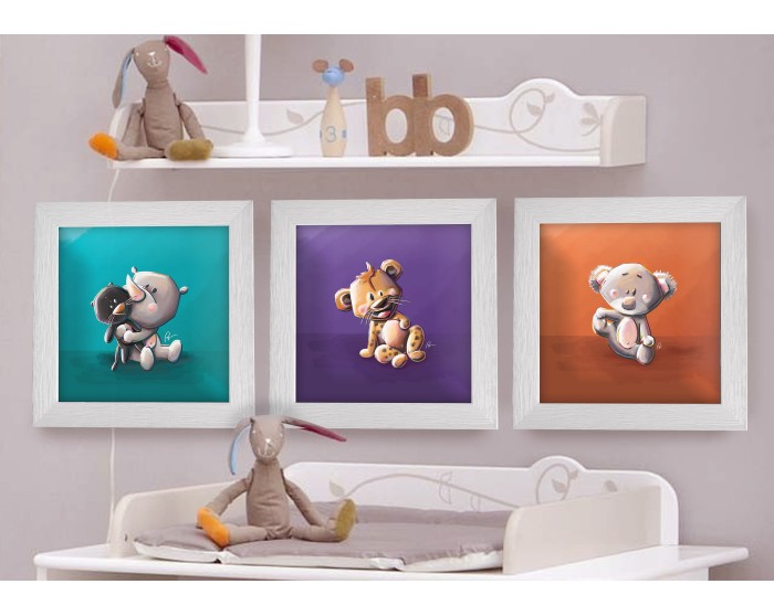 Cadre carré avec Illustration Lapin pour Chambre Enfant bébé 25x25cm