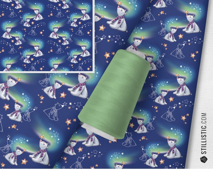 Tissu de Noël motif ours polaire au mètre Sans substances nocives sur commande coton bio minky