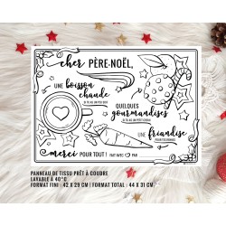 Coupon tissu coloriable Set de Table du Père Noël Sans substances nocives à couper et à coudre pour création faite maison