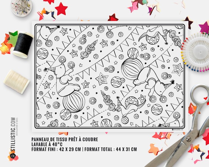 Coupon tissu Set de table Scène Motif coloriable