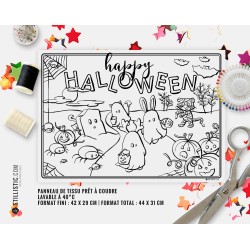 Coupon tissu Set de table Halloween coloriable