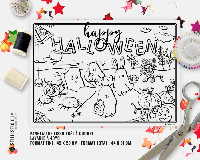 Coupon tissu Set de table Halloween coloriable