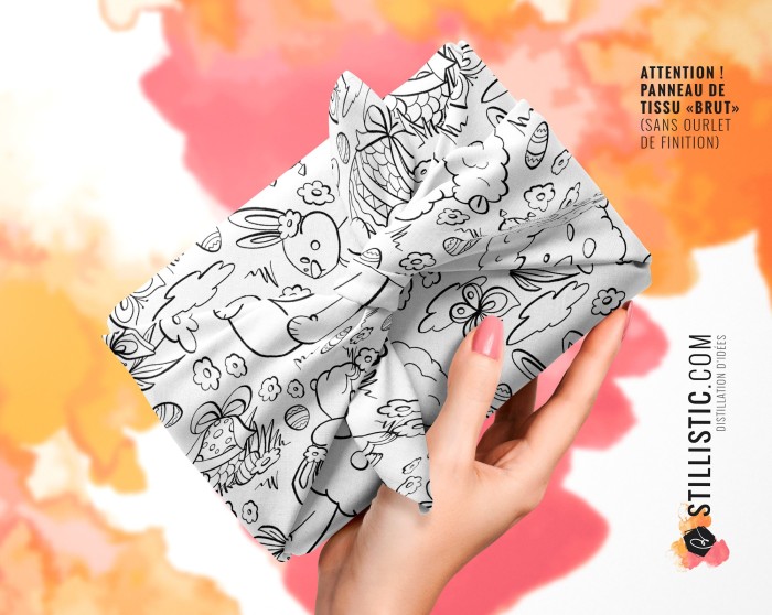 Coupon Furoshiki coloriable Agneau Pâques