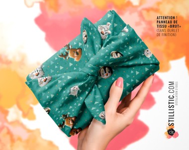 Coupon Furoshiki Animaux du pôle vert émeraude