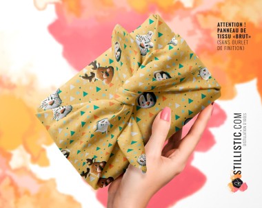 Coupon Furoshiki Animaux du pôle jaune