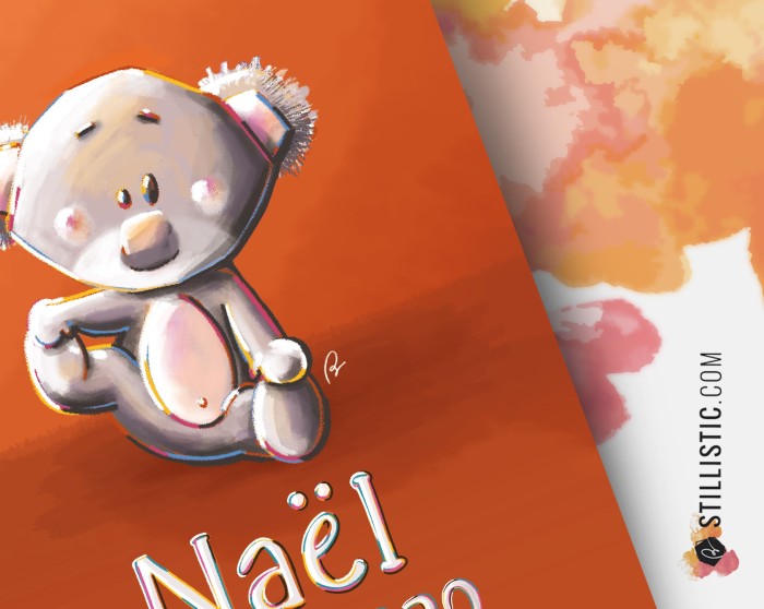 Poster de naissance Bébé Koala personnalisé