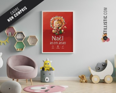 Poster de naissance Bébé Lion personnalisé