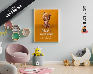 Poster de naissance Bébé Ours personnalisé