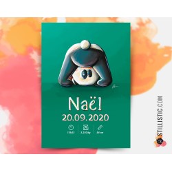 Poster de naissance Bébé Panda personnalisé