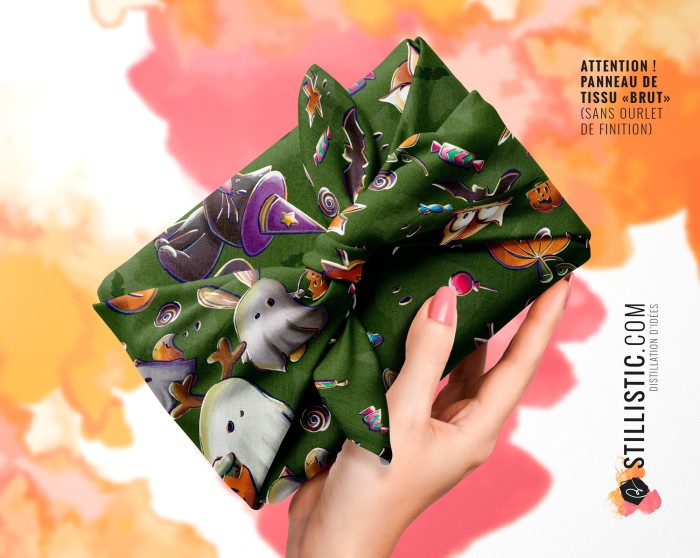 Coupon Furoshiki Fantômes Halloween vert