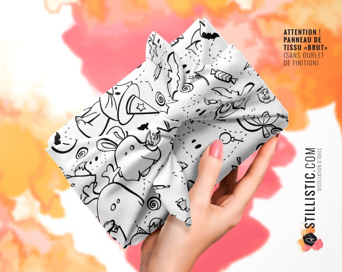 Coupon Furoshiki coloriable Fantômes Halloween