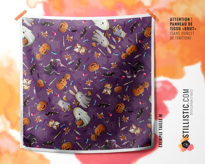 Coupon Furoshiki Fantômes Halloween violet