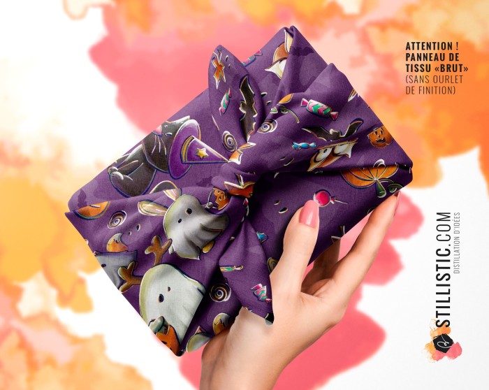 Coupon Furoshiki Fantômes Halloween violet