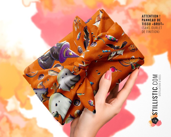 Coupon Furoshiki Fantômes Halloween orange