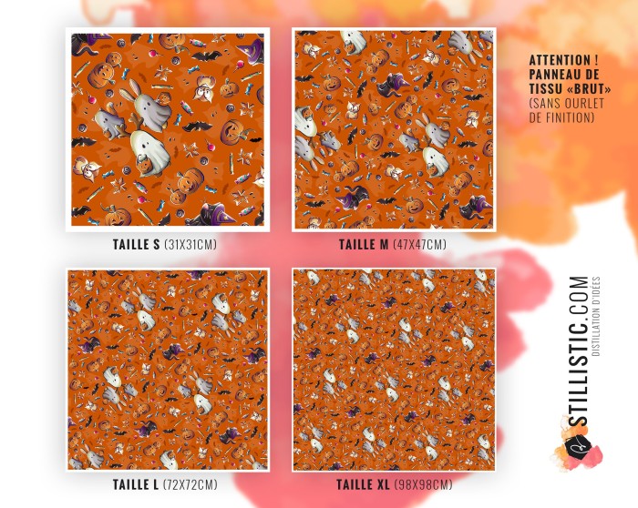 Coupon Furoshiki Fantômes Halloween orange