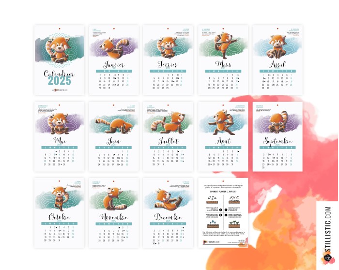 Calendrier à planter 2025 des yogis éco-responsable