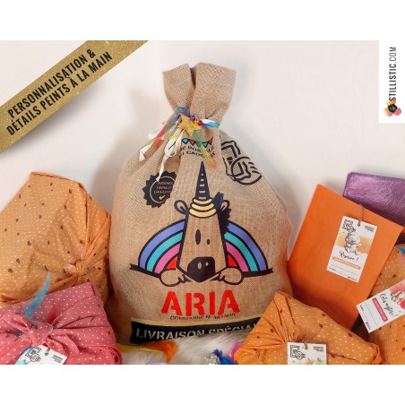 Sac cadeau jute Licorne