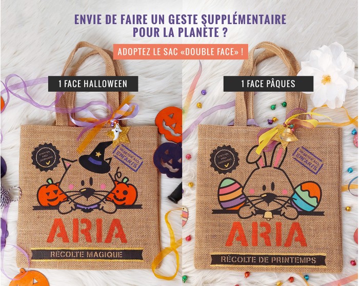 Sac bonbons jute Halloween Chat