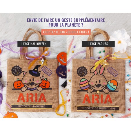 Sac bonbons jute Halloween Chat