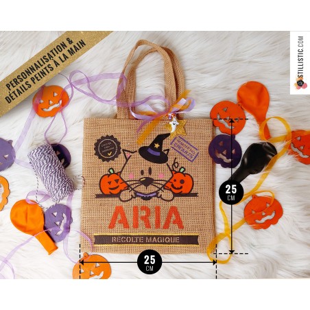 Sac bonbons jute Halloween Chat