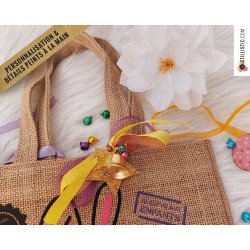 Sac chocolats jute Pâques lapin