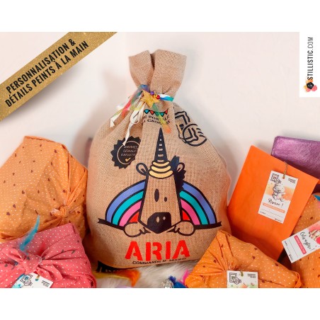 Sac cadeau jute Licorne