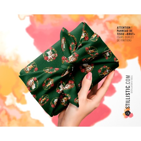 Coupon Furoshiki Couronne Noël vert