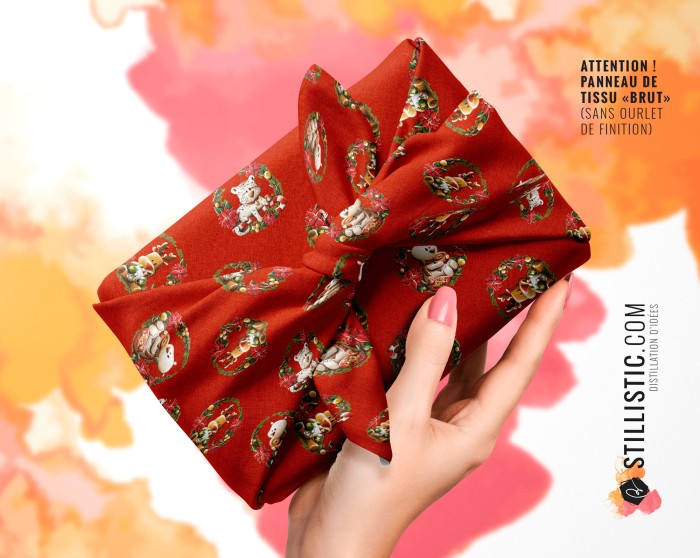 Coupon Furoshiki Couronne Noël rouge