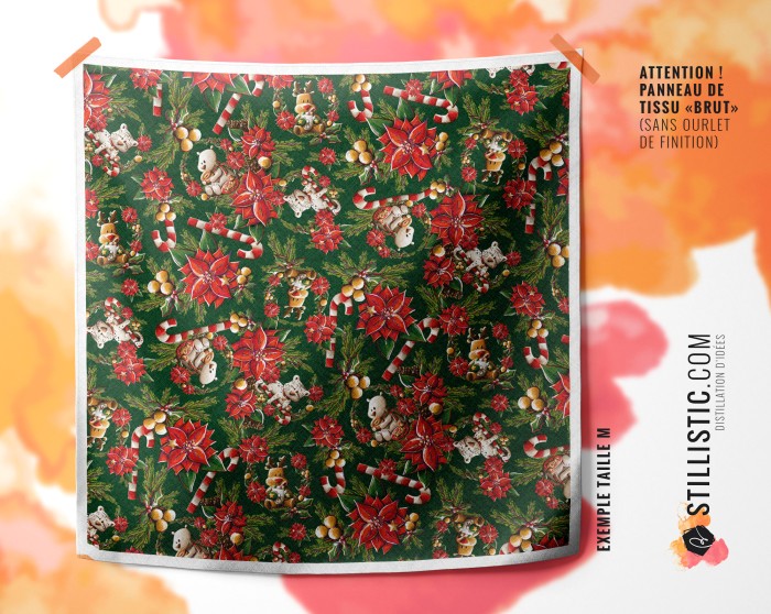 Coupon Furoshiki Couronne Noël et fleurs