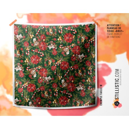 Coupon Furoshiki Couronne Noël et fleurs