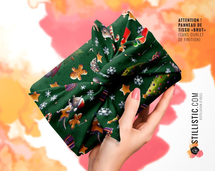 Coupon Furoshiki Souris Noël vert