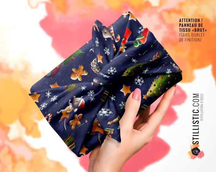 Coupon Furoshiki Souris Noël bleu