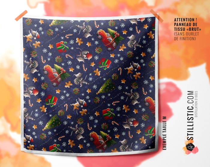 Coupon Furoshiki Souris Noël bleu