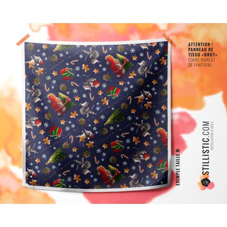 Coupon Furoshiki Souris Noël bleu