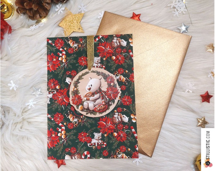 Pack décoration de Noël + carte de voeux + enveloppe