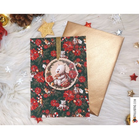 Pack décoration de Noël + carte de voeux + enveloppe