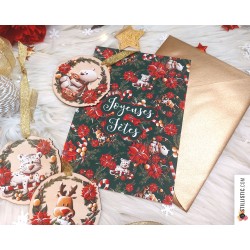 Pack décoration de Noël + carte de voeux + enveloppe