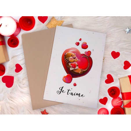 Carte de voeux Saint-Valentin à planter Loutre Coeur