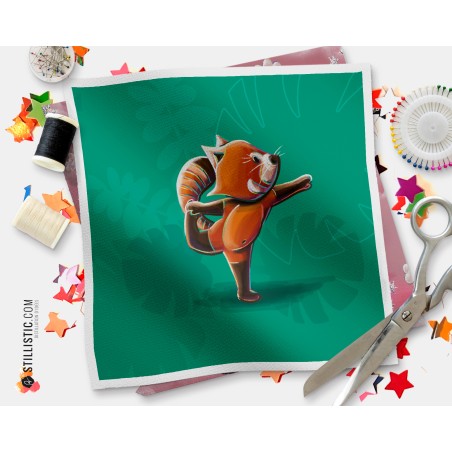 Coupon illustré  Panda Roux Yoga Danseurcoton ou minky