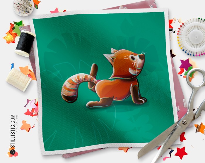 Coupon illustré  Panda Roux Yoga Tigre ou minky