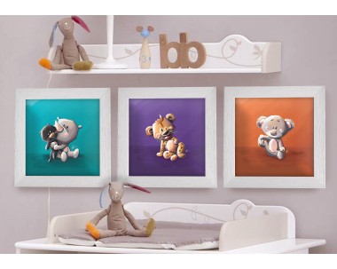 Cadre carré avec Illustration Guépard pour Chambre Enfant bébé 25x25cm