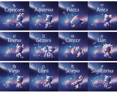 Cadre carré avec Illustration signe astrologique lion phosphorescent pour Chambre Enfant bébé 25x25cm