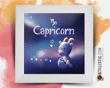 Cadre carré avec Illustration signe astrologique capricorne phosphorescent pour Chambre Enfant bébé 25x25cm