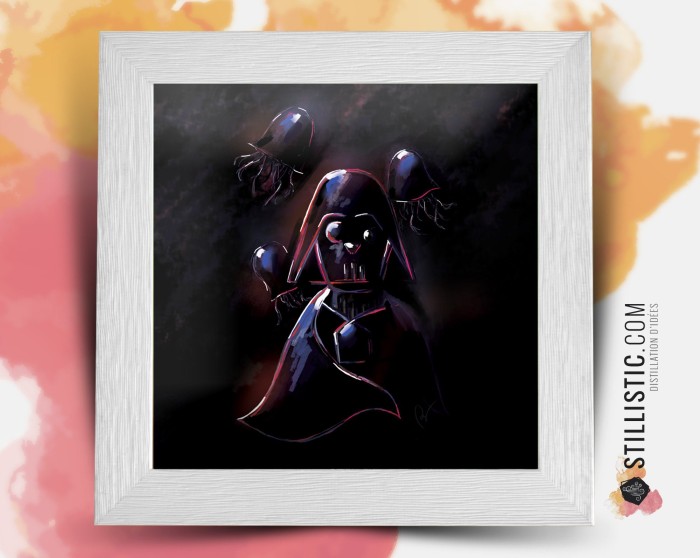 Cadre carré avec Illustration Dark Vador Méduses Star Wars pour Chambre Enfant bébé 25x25cm